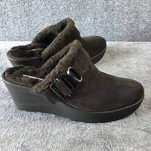 Via Spiga Dark Brown Suede Fleece Mule, Size 8M NWOT